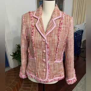 Anne Carson  Pink Tweed Jacket Size Petite Large